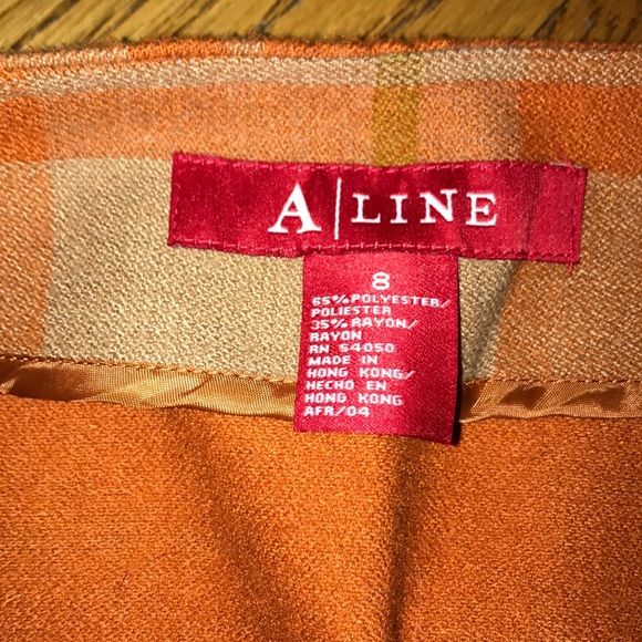 ALine beige orange wrap around A line skirt size 8 - Picture 6 of 8